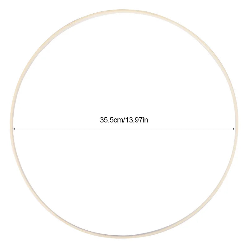 5PCS Wooden Bamboo Hoops – Round Rings for DIY Crafts & Home Décor