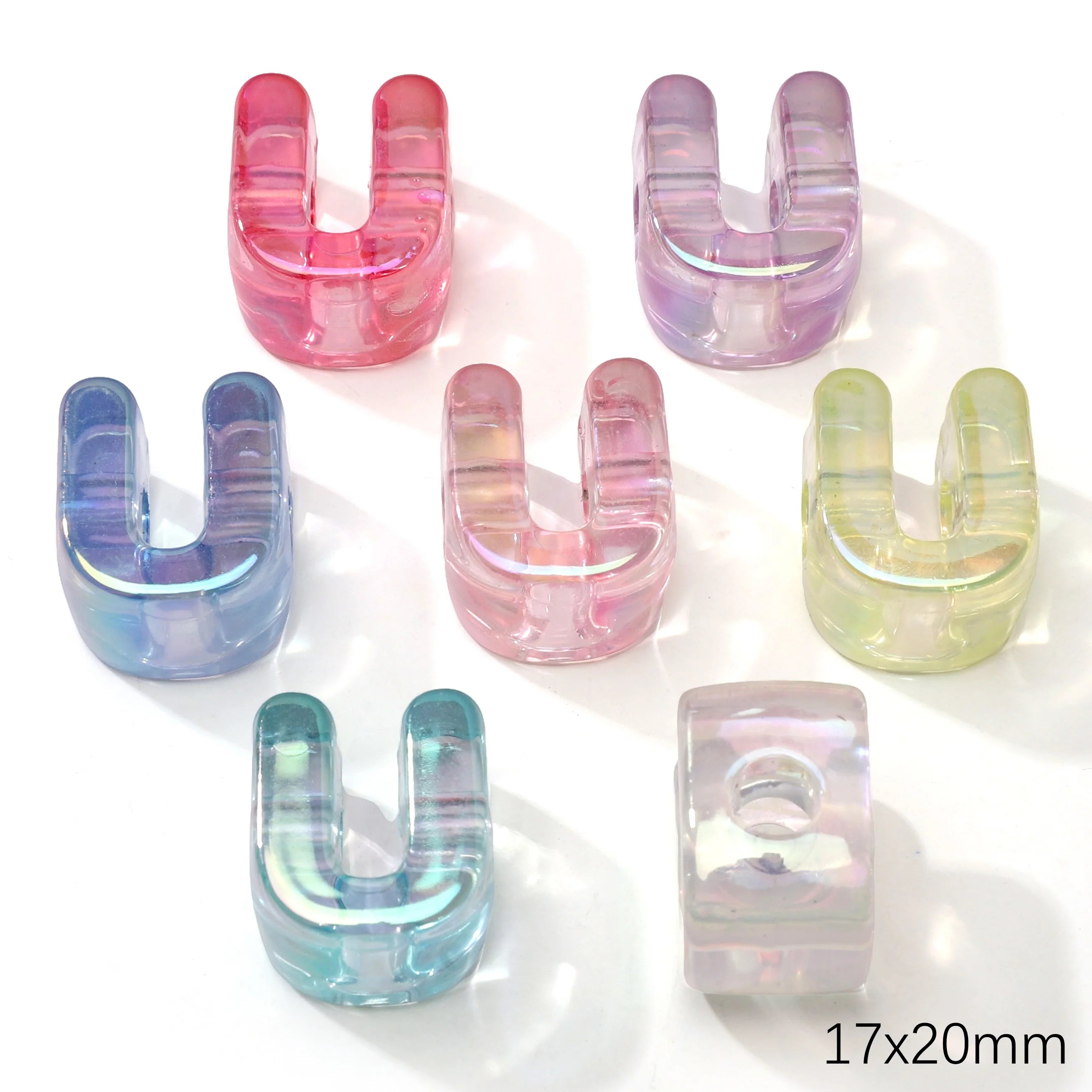 Mixed Color Acrylic Letter Beads – 5PCS Clear Spacer Beads for Jewelry & DIY Crafts