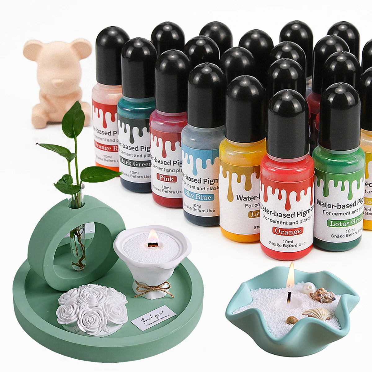 24-Color Water-Based Gypsum Pigment Set – DIY Plaster & Pottery Dye