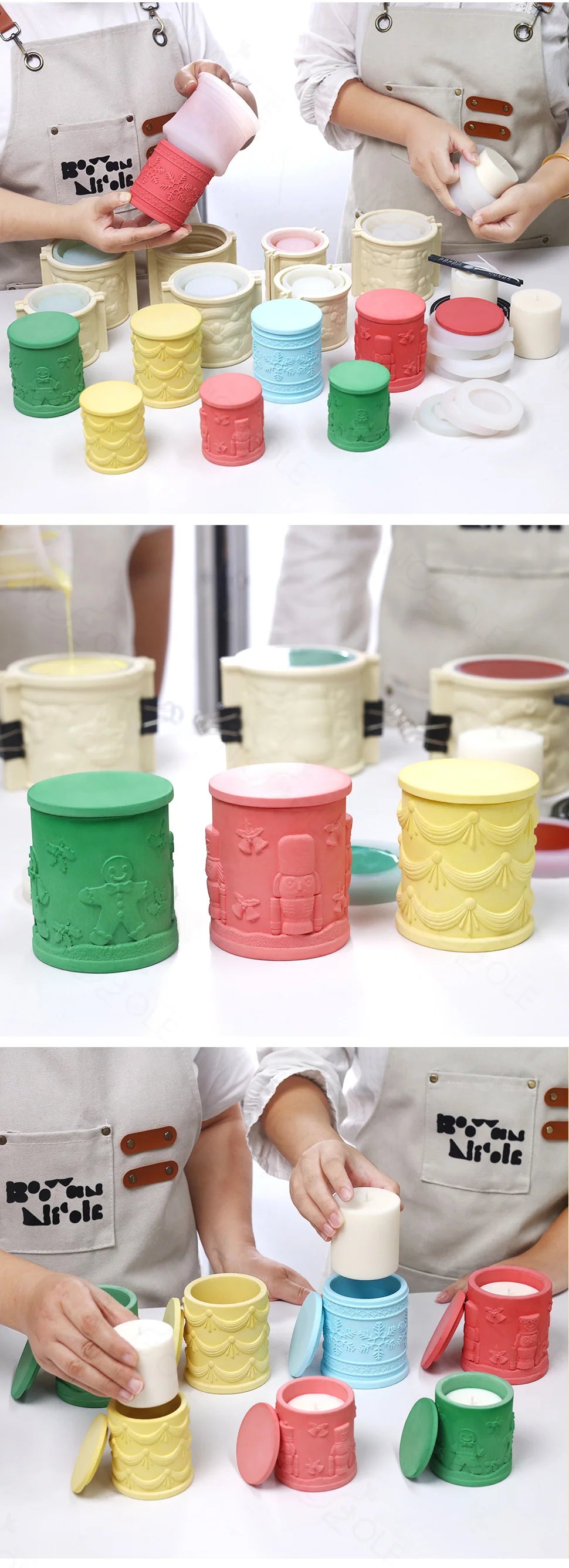 Christmas Candle Jar Silicone Mold – Nicole Christmas Tales Gypsum & Jesmonite Mold