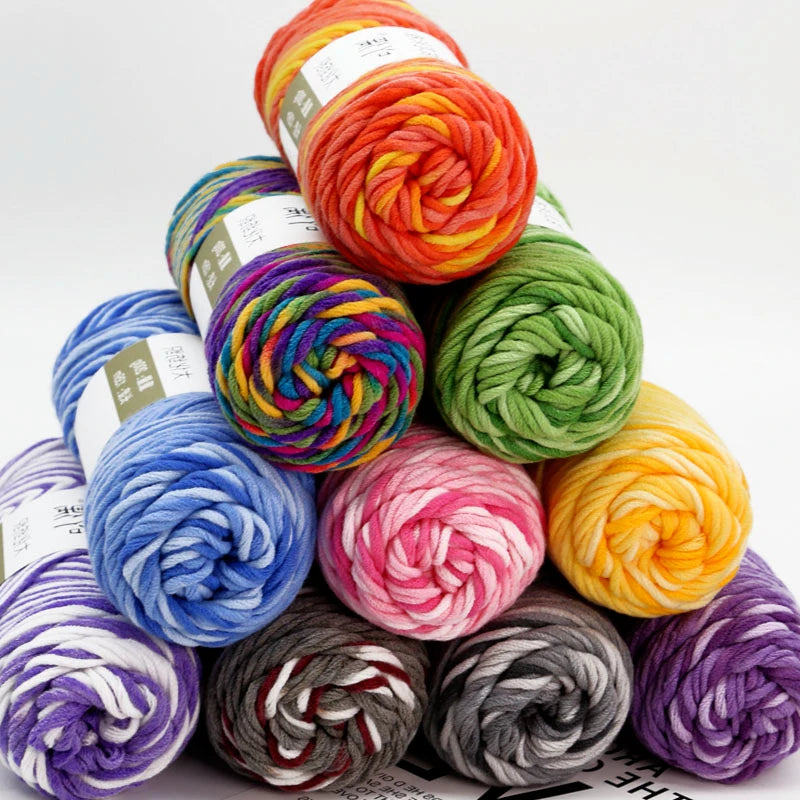100g Milk Cotton Yarn – Soft Acrylic Rainbow Yarn for Knitting & Crochet