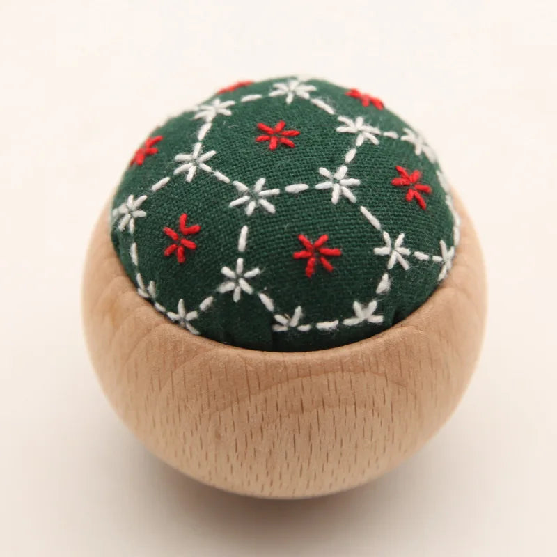 DIY Sashiko Pin Cushion with Wooden Base