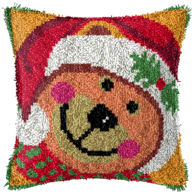 Snowman & Elk Latch Hook Kit – DIY Crochet Rug & Cushion Embroidery Set
