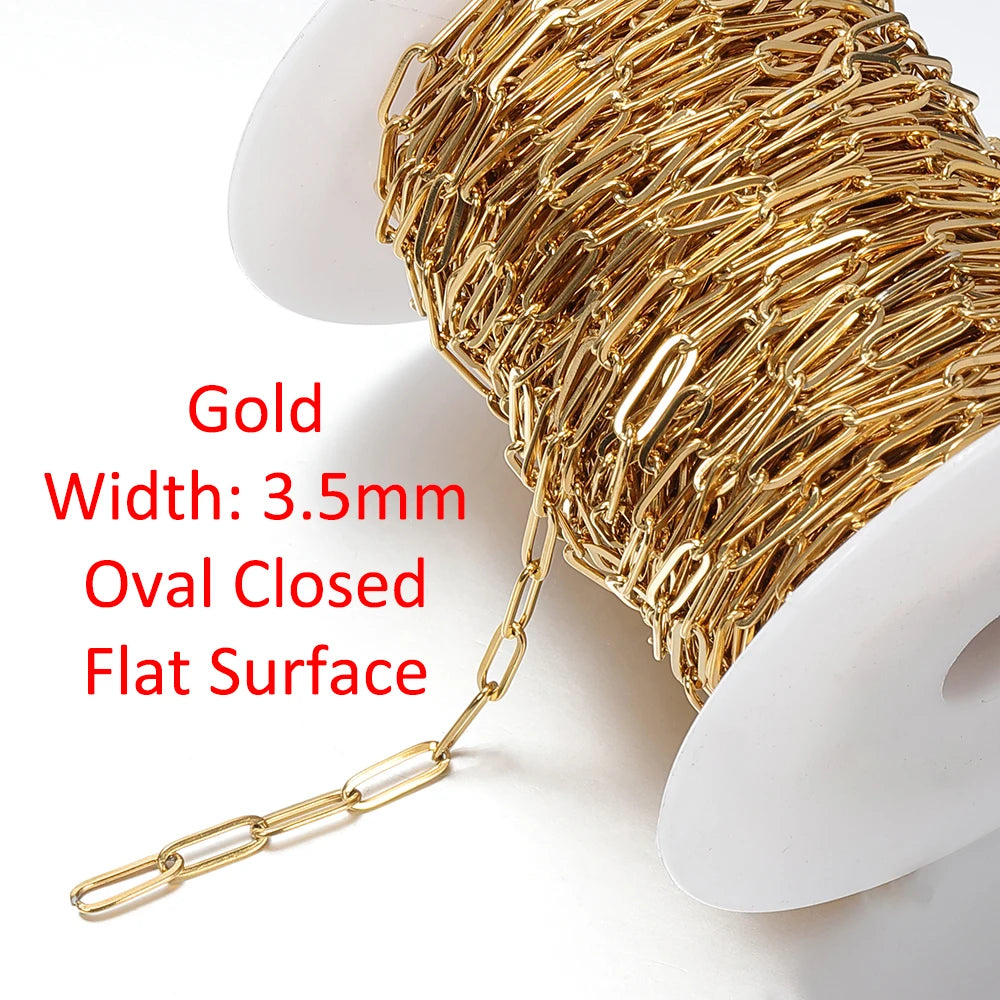 No Fade Stainless Steel Chain – 2M Gold Chain for DIY Jewelry Making