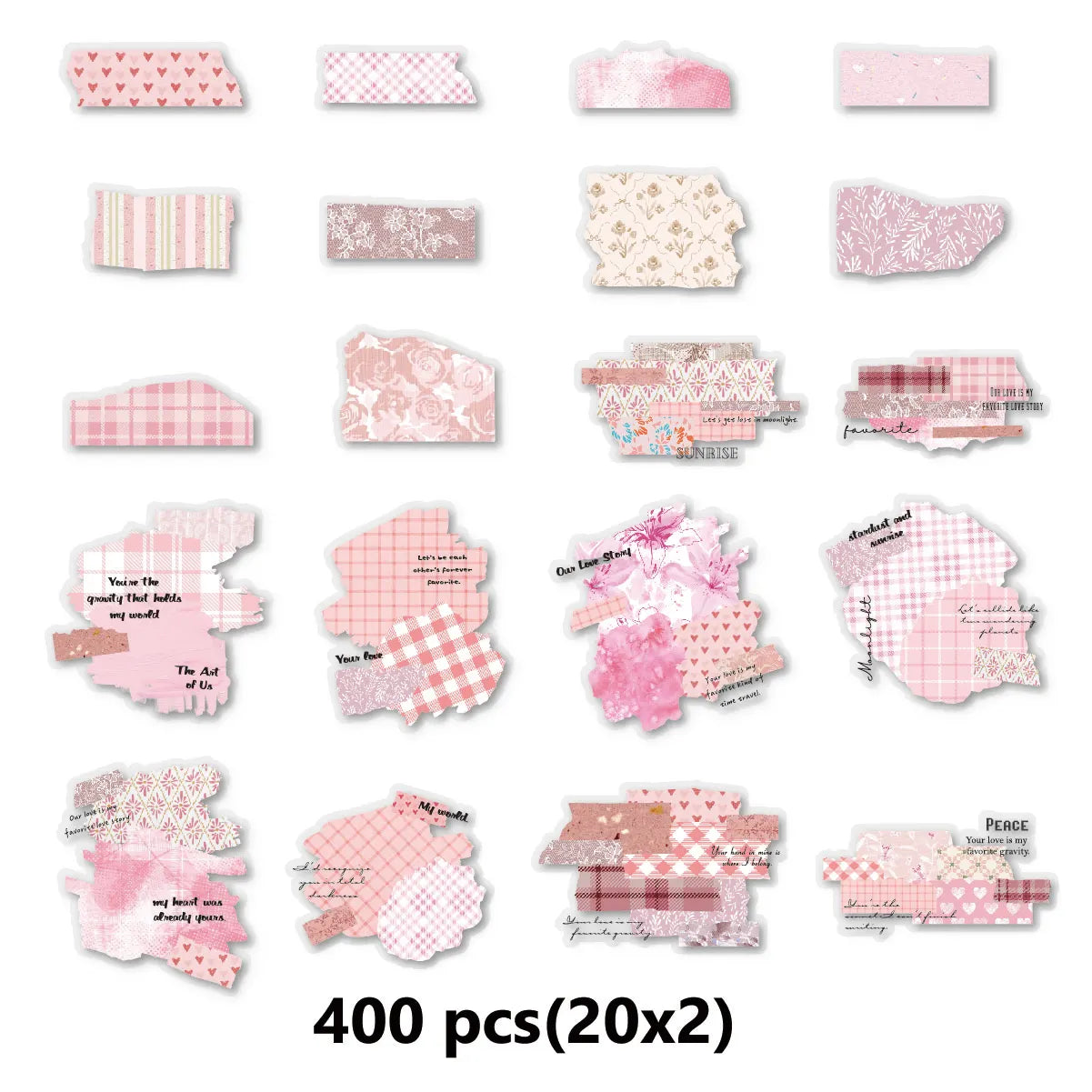 Pink Cute Pattern Stickers – 40PCS Aesthetic Decals for DIY Crafts & Scrapbooks