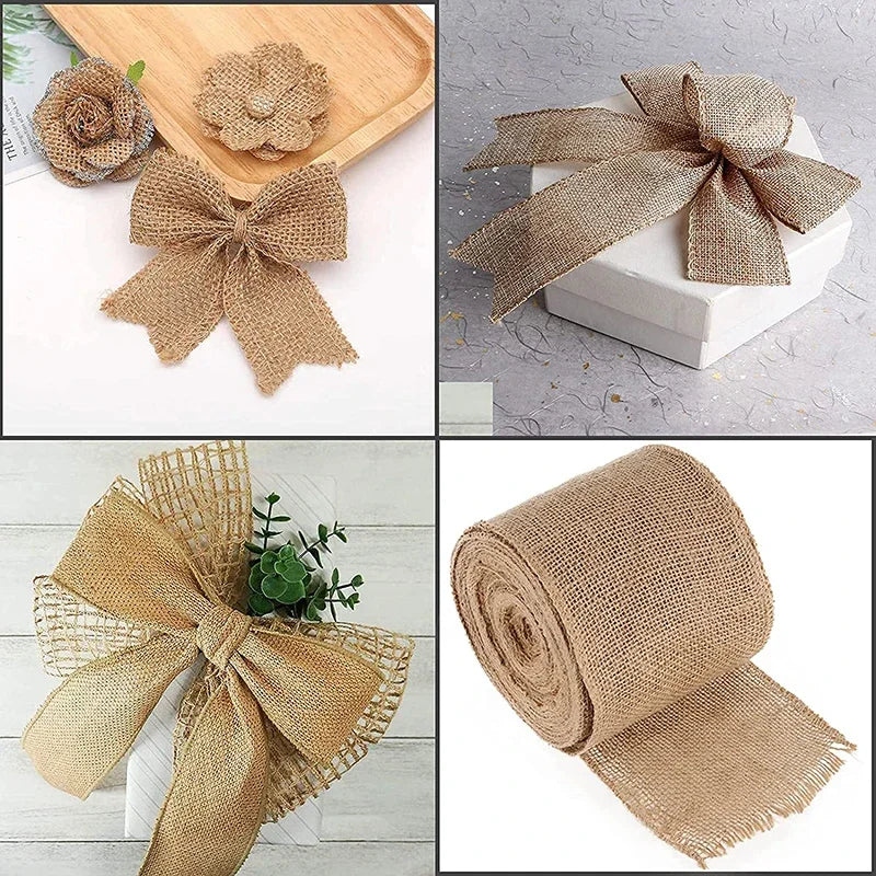 Jute Ribbon Roll – Rustic Burlap Fabric for DIY Crafts, Party Decorations & Gift Packaging