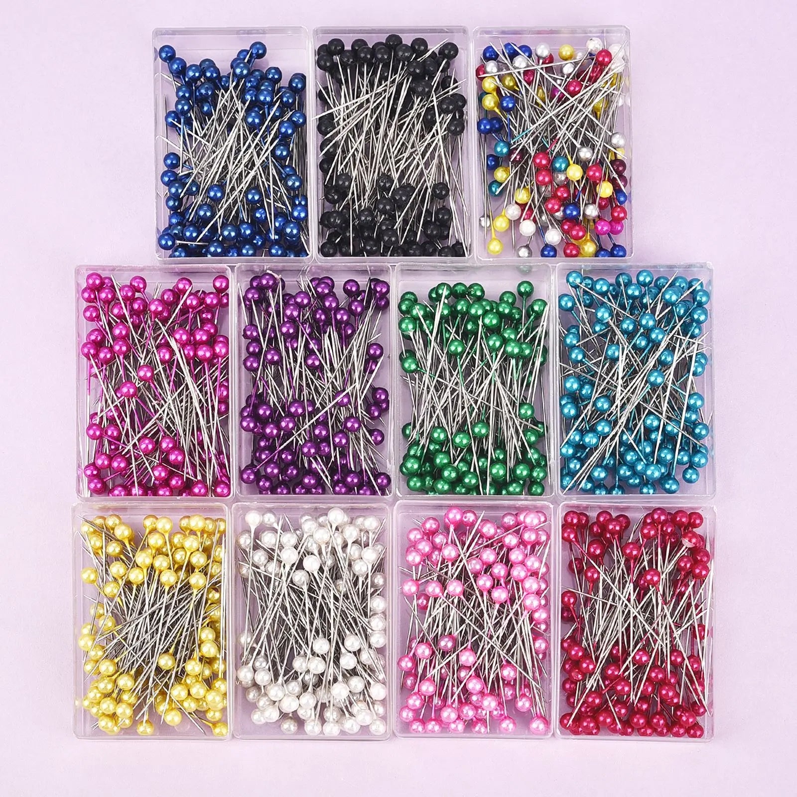 100Pcs/Box 38cm Colorful Round Pearl Head Needles