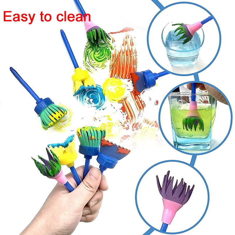 Painting Sponge Brush Set – Kids’ Art Tools for DIY Crafts & Drawing