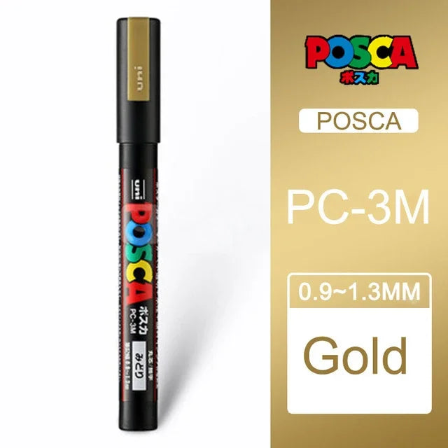 🎨 UNI POSCA Acrylic Paint Marker Set – PC-1M / PC-3M / PC-5M Quick-Dry Permanent Paint Pens