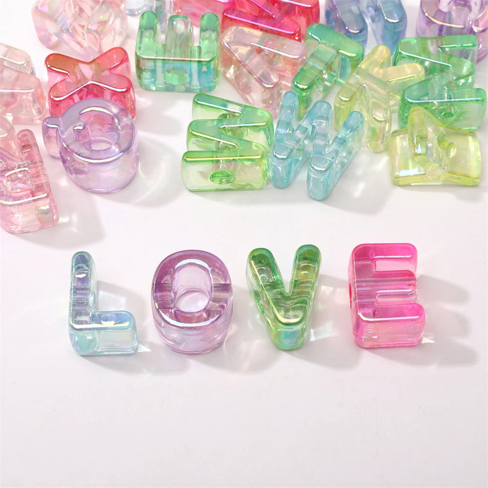 Mixed Color Acrylic Letter Beads – 5PCS Clear Spacer Beads for Jewelry & DIY Crafts