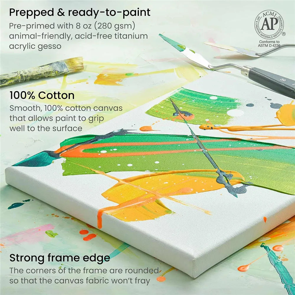 🎨 4-Pack White Blank Square Artist Canvas Boards – Cotton Panels for Acrylic, Oil & Watercolor Painting