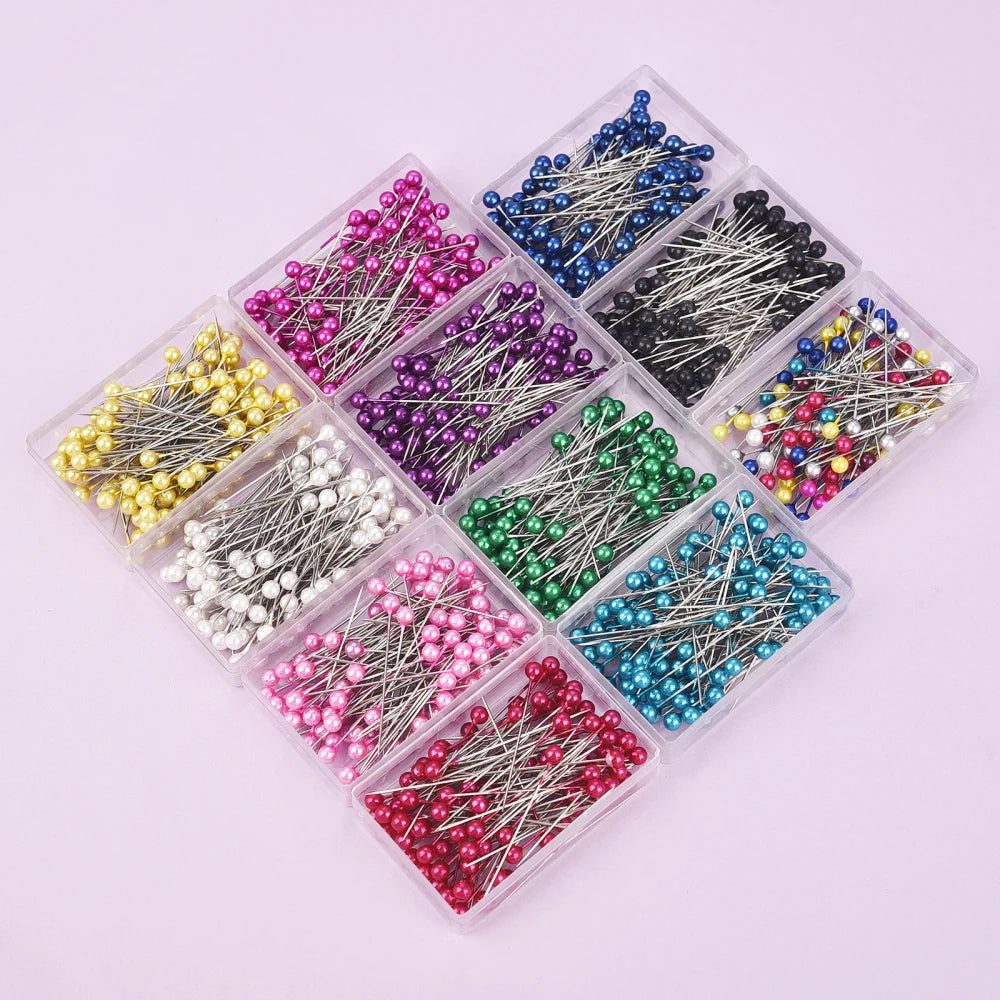 100Pcs/Box 38cm Colorful Round Pearl Head Needles