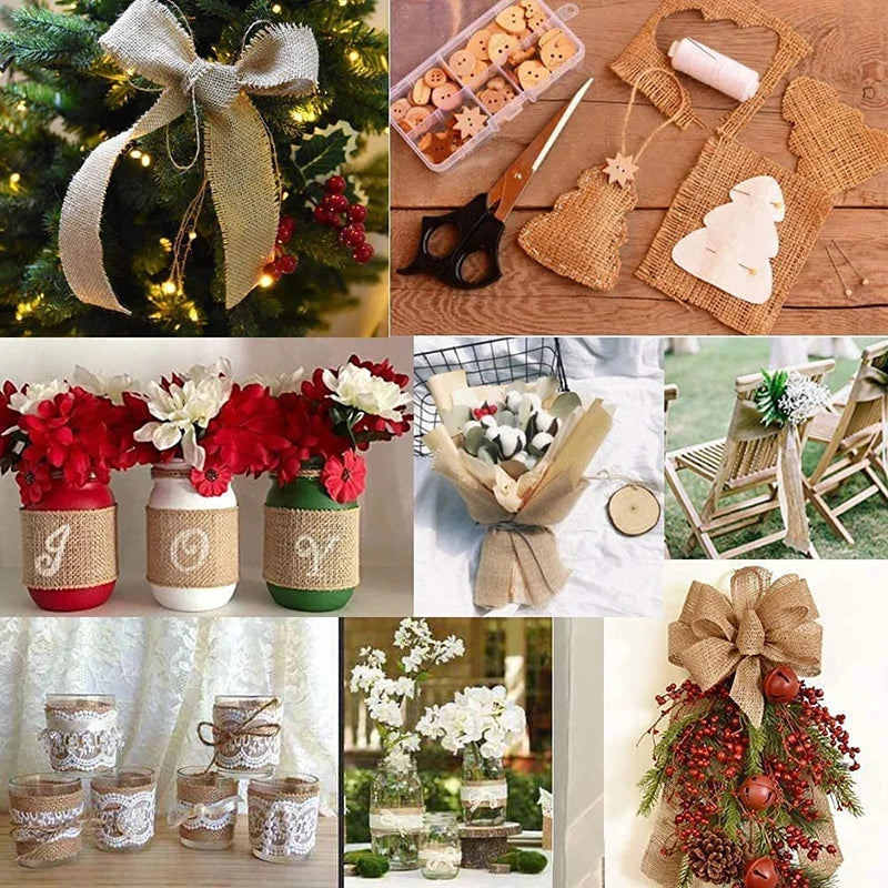 Jute Ribbon Roll – Rustic Burlap Fabric for DIY Crafts, Party Decorations & Gift Packaging