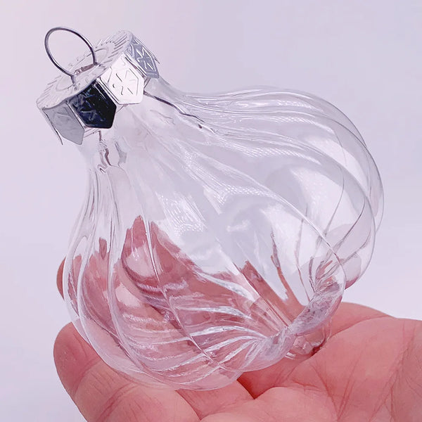 6pcs Transparent Shatterproof Christmas Baubles – 80mm Plastic Ornaments