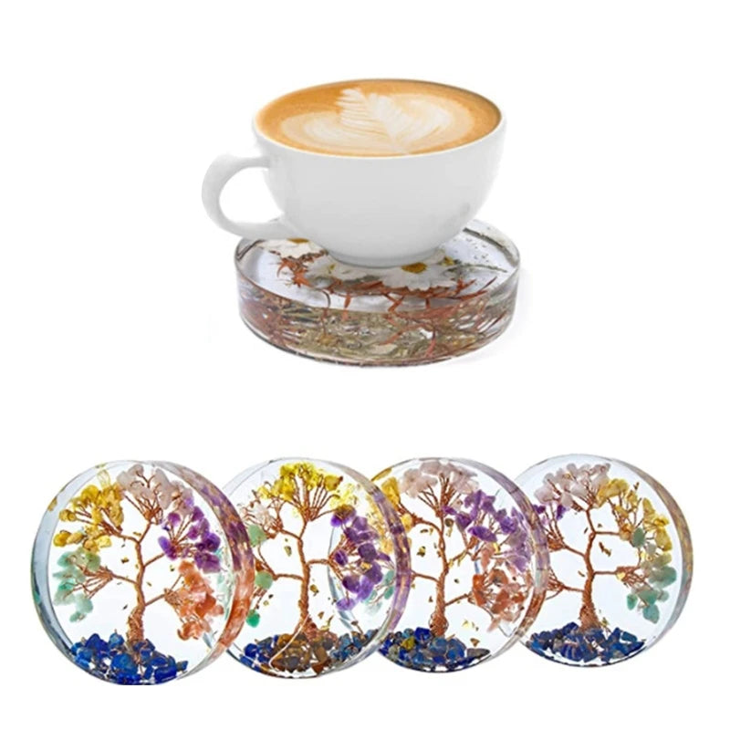 6-Cavity Thick Round Silicone Coaster Mold – DIY Resin Casting