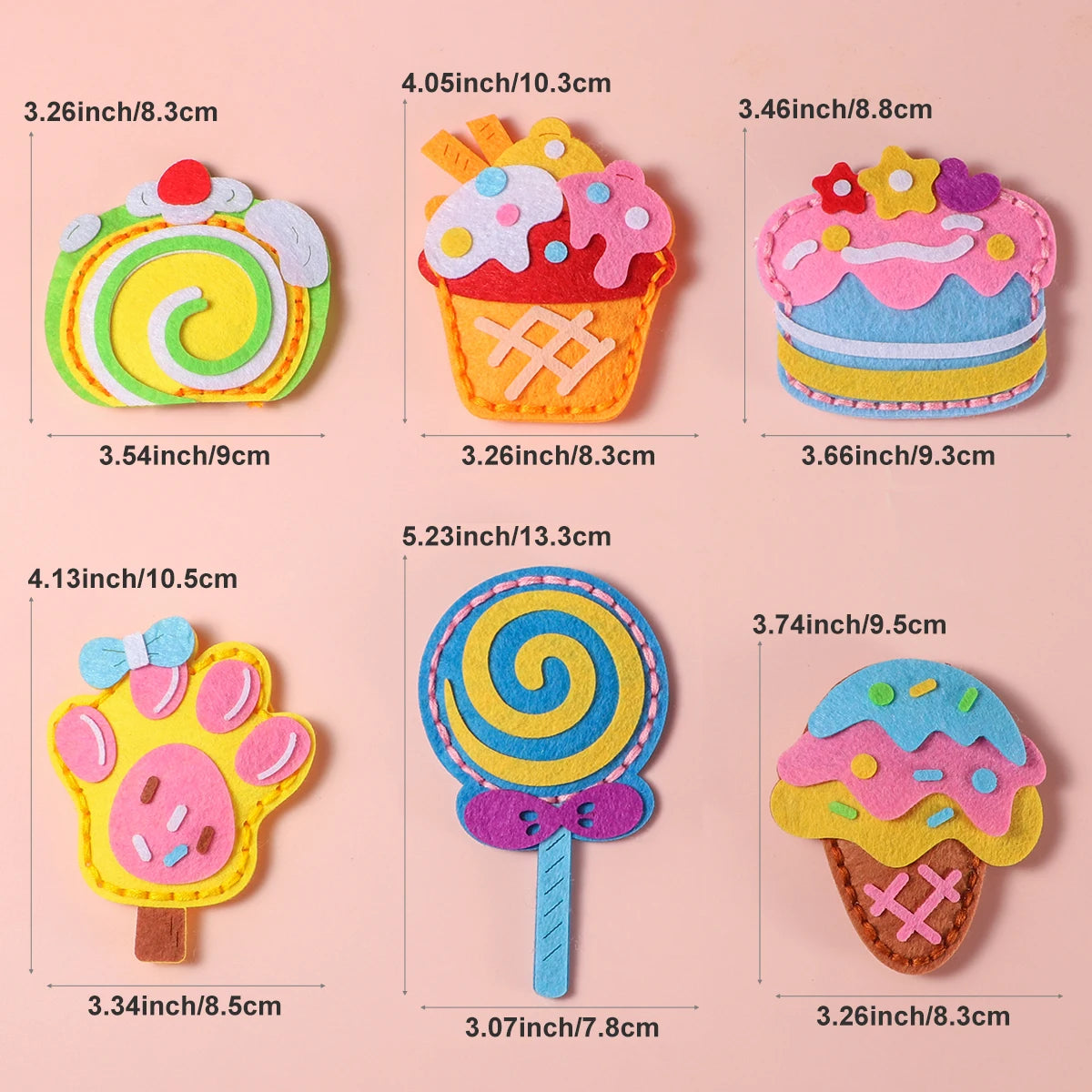 Cute Dessert Cake DIY Sewing Kit – 6-Piece Wallet Charm Craft Set