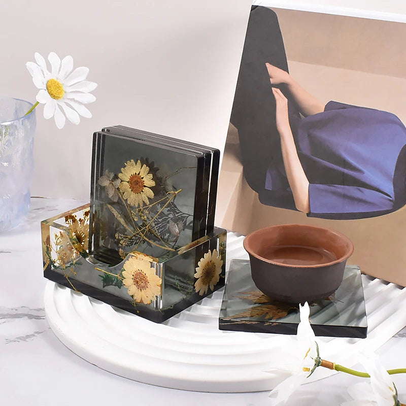 Coaster Resin Molds Silicone Coaster Molds With Round Square Octagon Shape Holder Molds Coaster Silicone Molds For Epoxy Resin