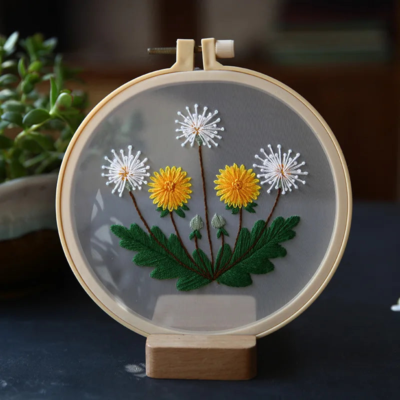 DIY Floral Embroidery Round Cross Stitch Kit