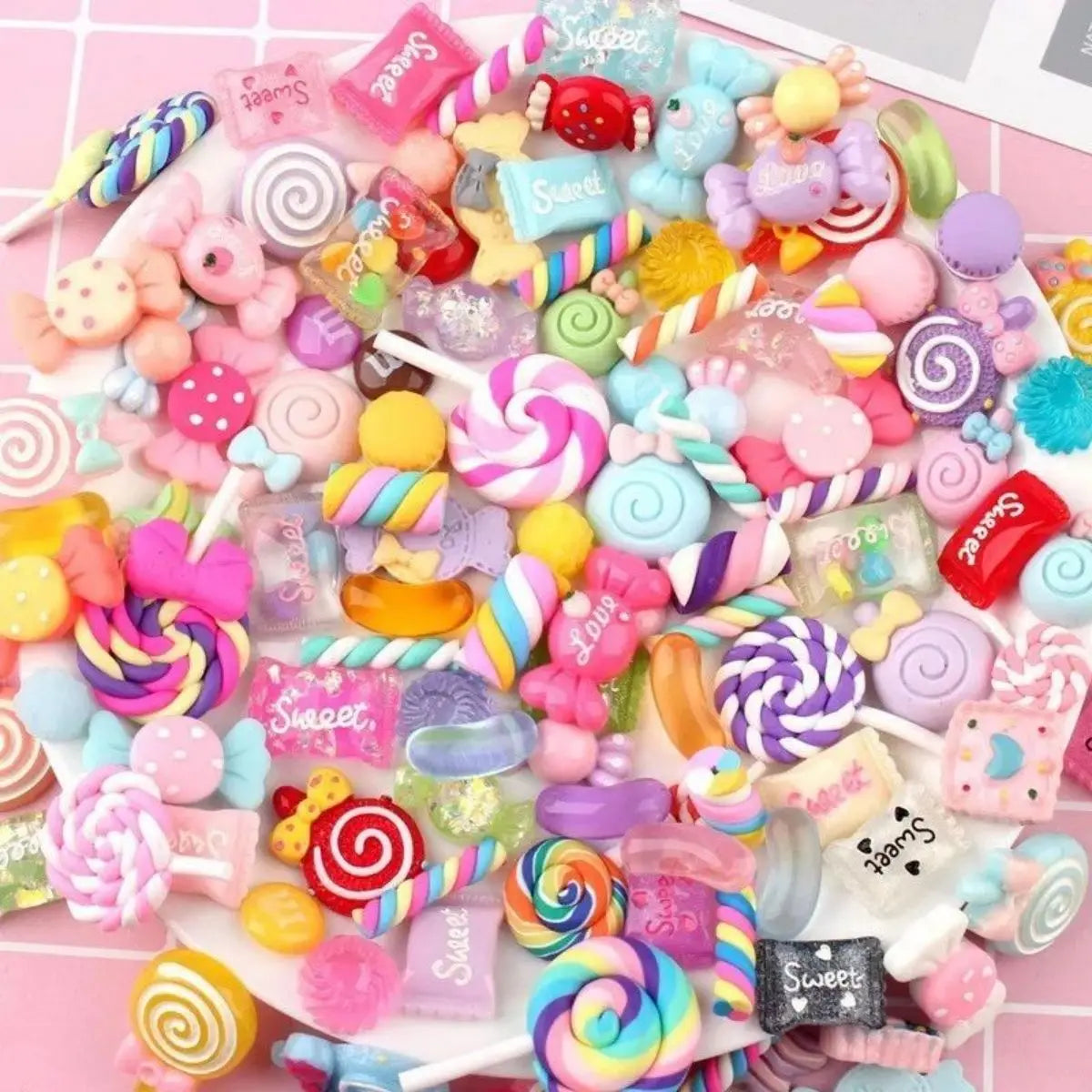30pcs Candy Resin Slime Charms – Cute Mixed Flatback Sweets for DIY Crafts