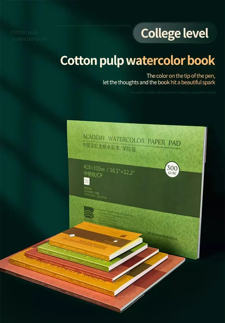 100% Cotton Watercolor Paper Pad – 20 Sheets, 200gsm/300gsm