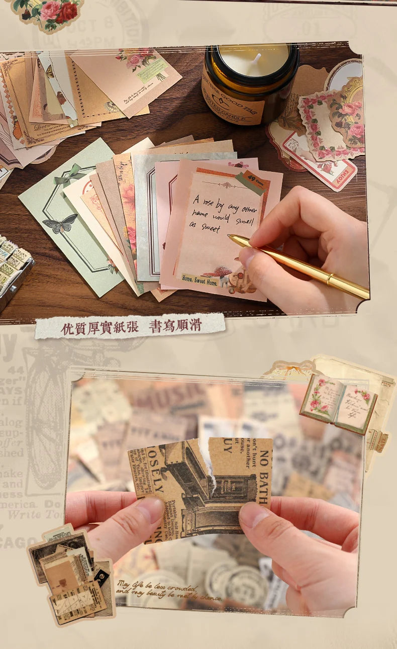 100PCS Retro Scrapbook Paper Set – DIY Collage, Journal & Album Craft Materials