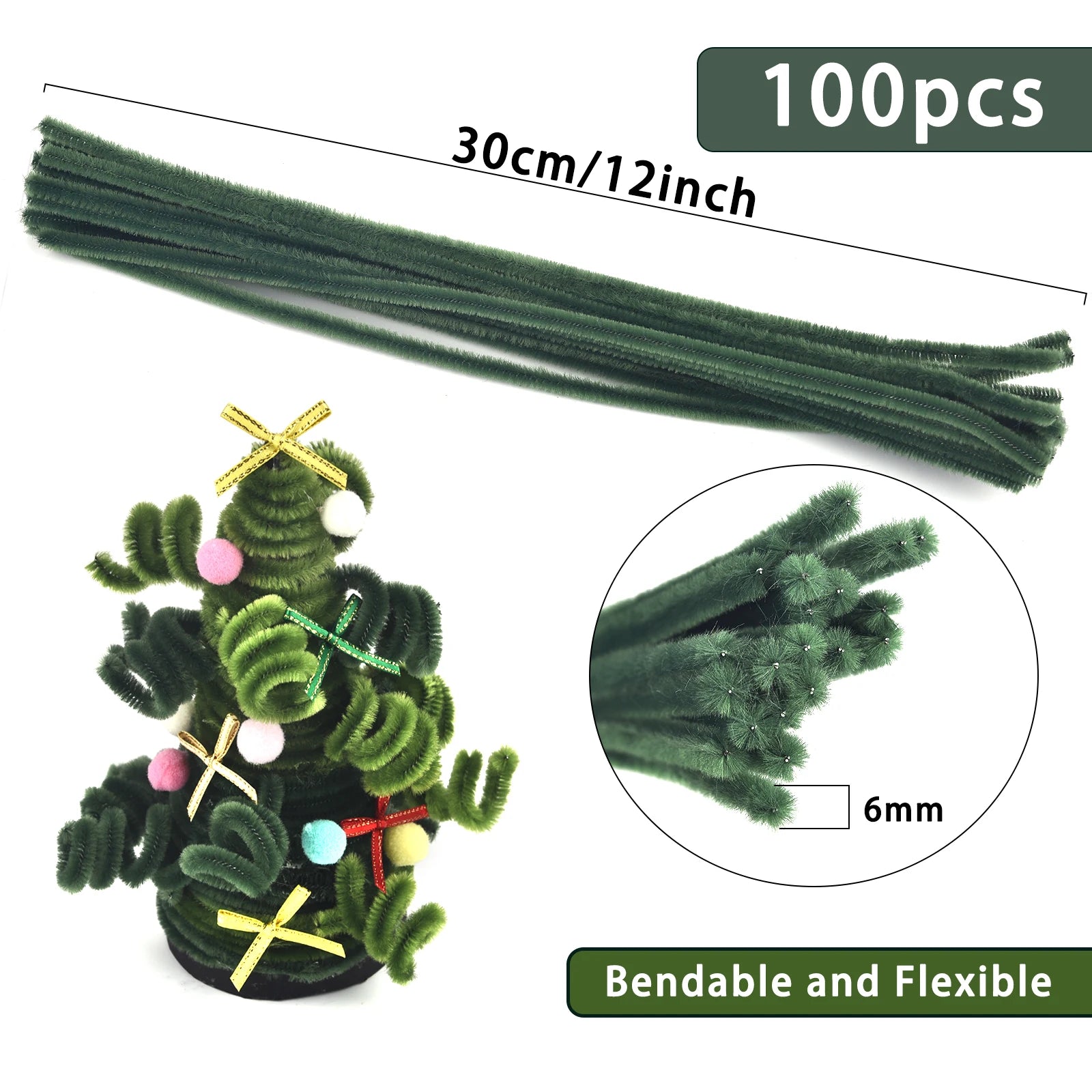 100pcs Chenille Stems – DIY Craft Pipe Cleaners for Kids