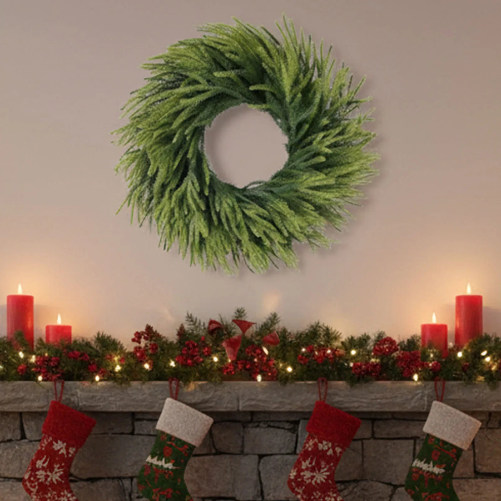 Norfolk Pine Wreath – Artificial Pine Cone & Flower Garland for Christmas & Weddings