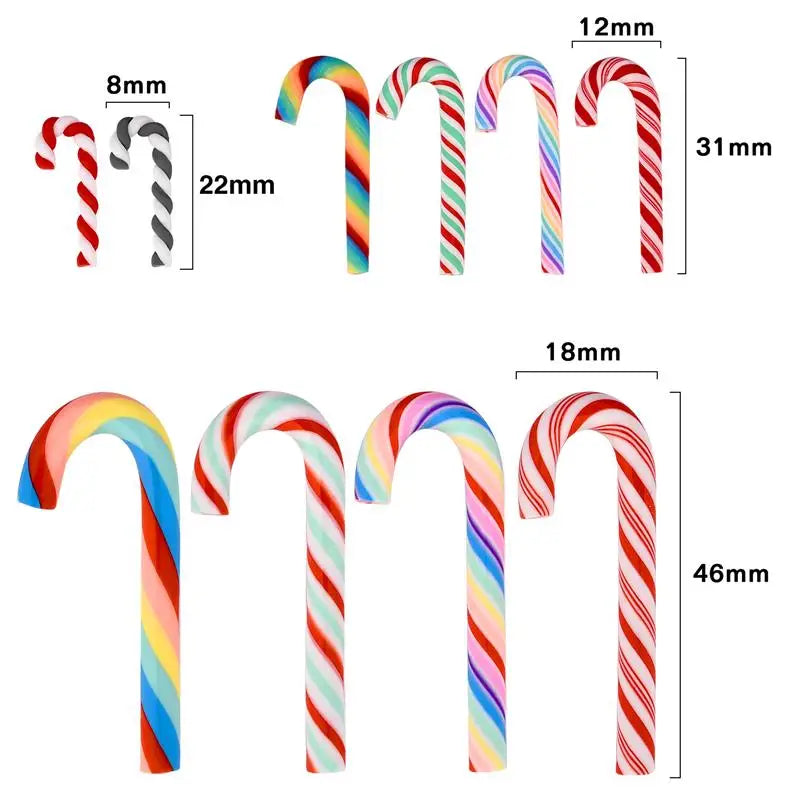 Kawaii Resin Candy Cane Cabochons – Christmas Flatback Craft Decorations (15/30/60/90PCS)