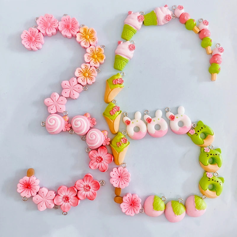 Cat Bread Flower Resin Charms – 10PCS DIY Pendants for Jewelry & Crafts