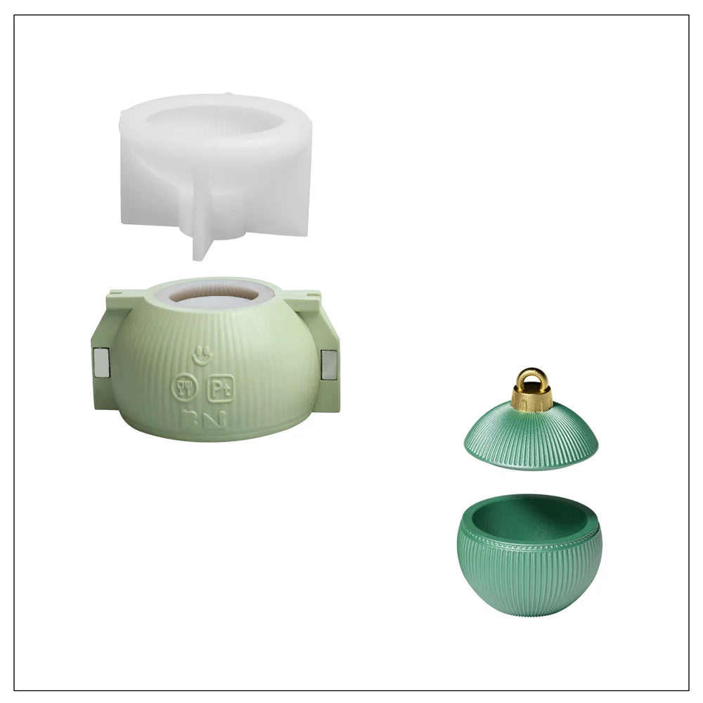 Twinkle Bauble Candle Jar Silicone Mold – 4oz Concrete Jesmonite Mold for DIY Candle Making & Christmas Home Décor