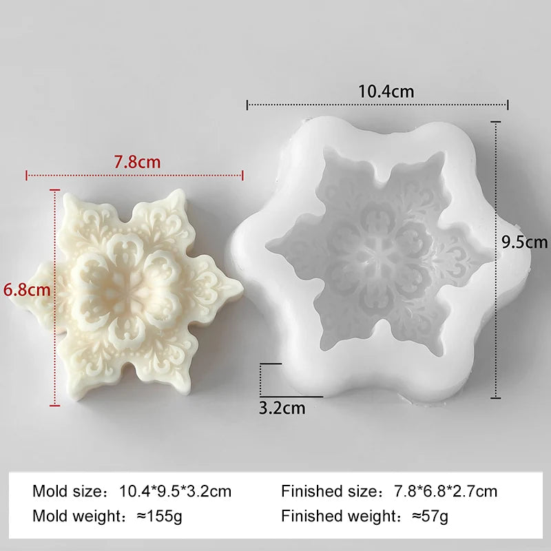 ❄️ Christmas Snowflake Pillar Candle Silicone Mold – DIY Candle, Soap & Chocolate Craft Mould