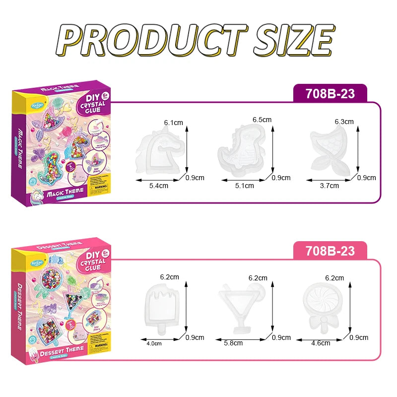 Kids DIY Crystal Glue Keychain Craft Kit – Fun Art Set for Girls