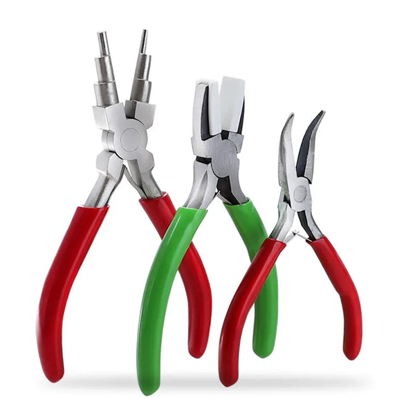 3PCS Jewelry Pliers Set – 6-in-1 DIY Craft Tools with Nylon & Bent Nose Pliers