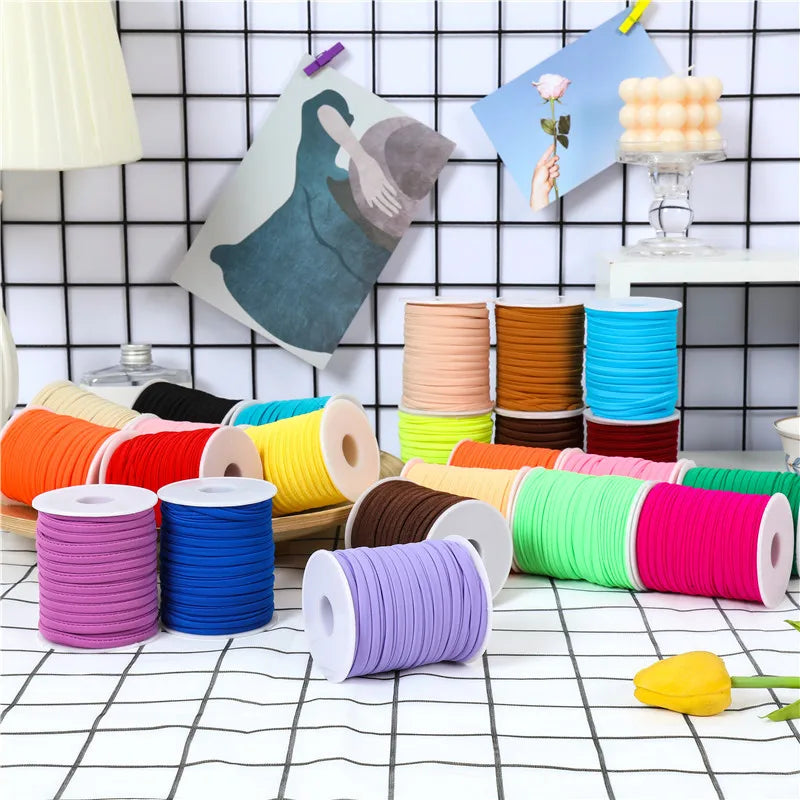 5mm Elastane Cord – Plain Color Hollow Stitched Elastic Band (46 Colors)