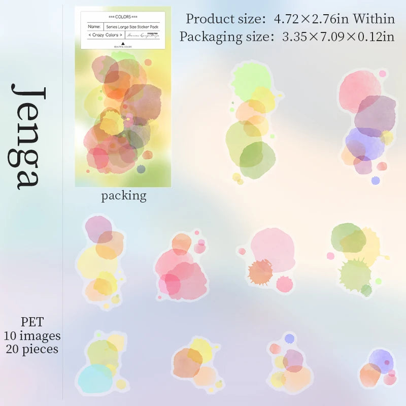 Watercolor Cartoon Stickers – 20PCS Aesthetic Scrapbook & Journal Label Set