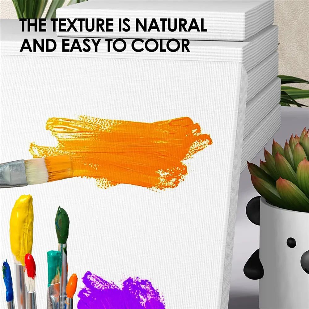 🎨 4-Pack White Blank Square Artist Canvas Boards – Cotton Panels for Acrylic, Oil & Watercolor Painting