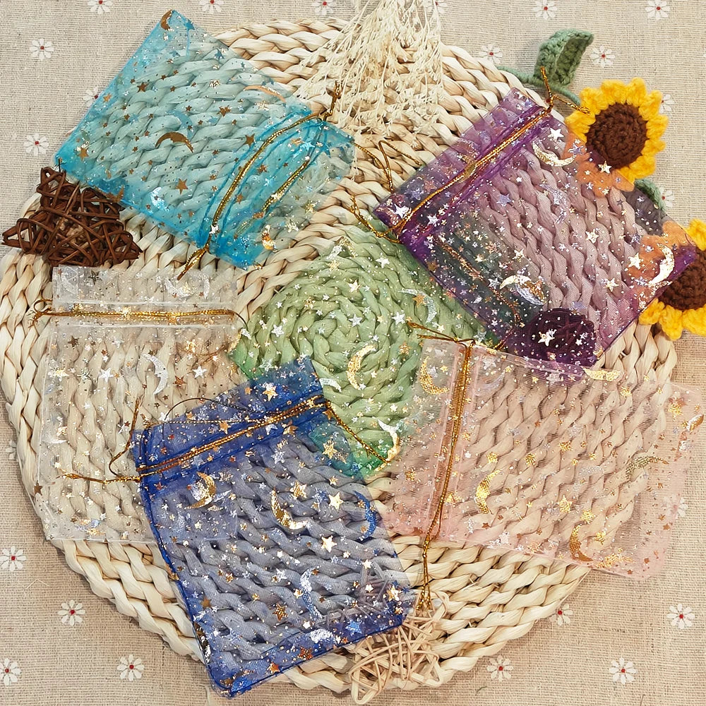 Multicolor Moon Star Organza Pouches – Jewelry & Candy Bags