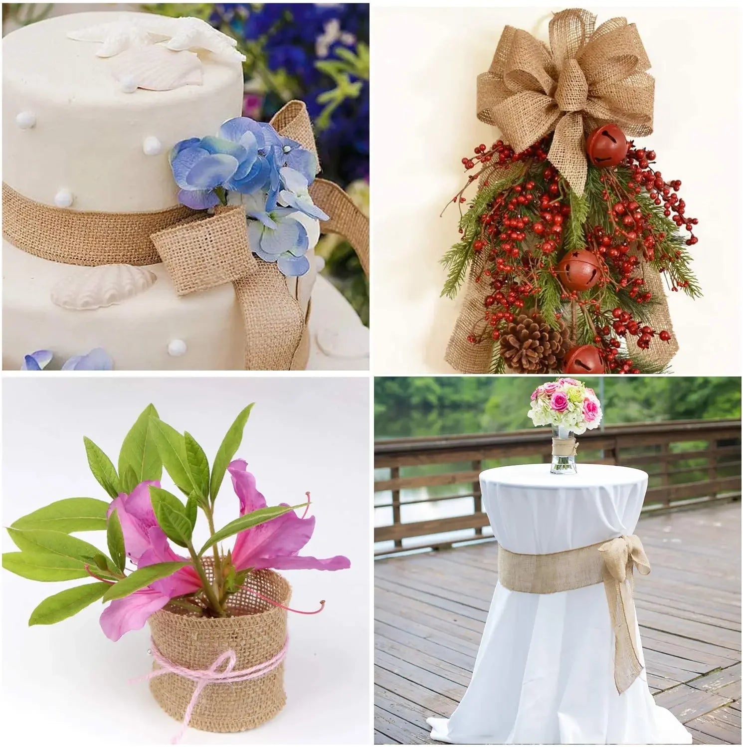 Jute Ribbon Roll – Rustic Burlap Fabric for DIY Crafts, Party Decorations & Gift Packaging