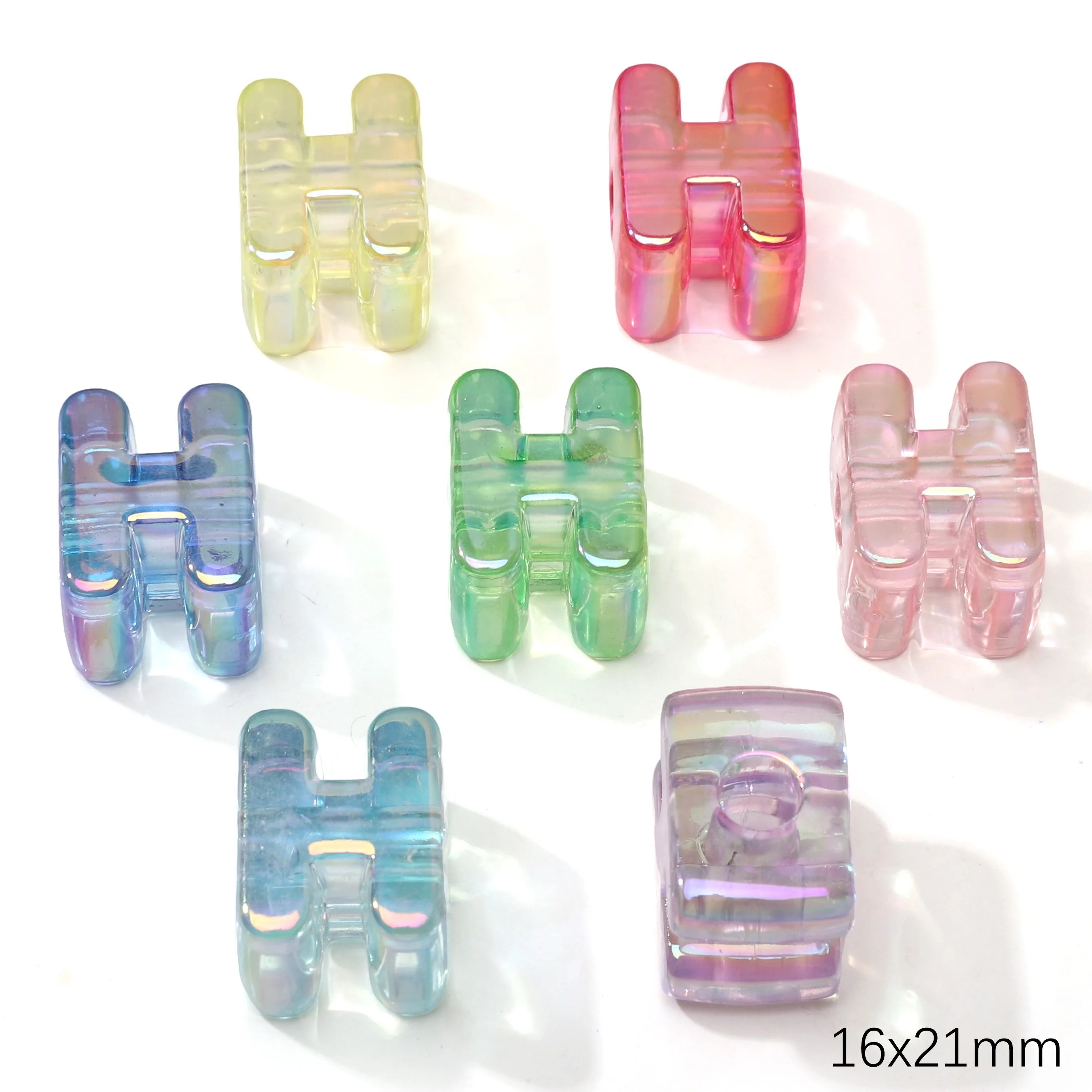 Mixed Color Acrylic Letter Beads – 5PCS Clear Spacer Beads for Jewelry & DIY Crafts