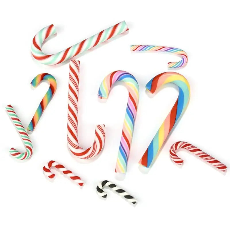 Kawaii Resin Candy Cane Cabochons – Christmas Flatback Craft Decorations (15/30/60/90PCS)