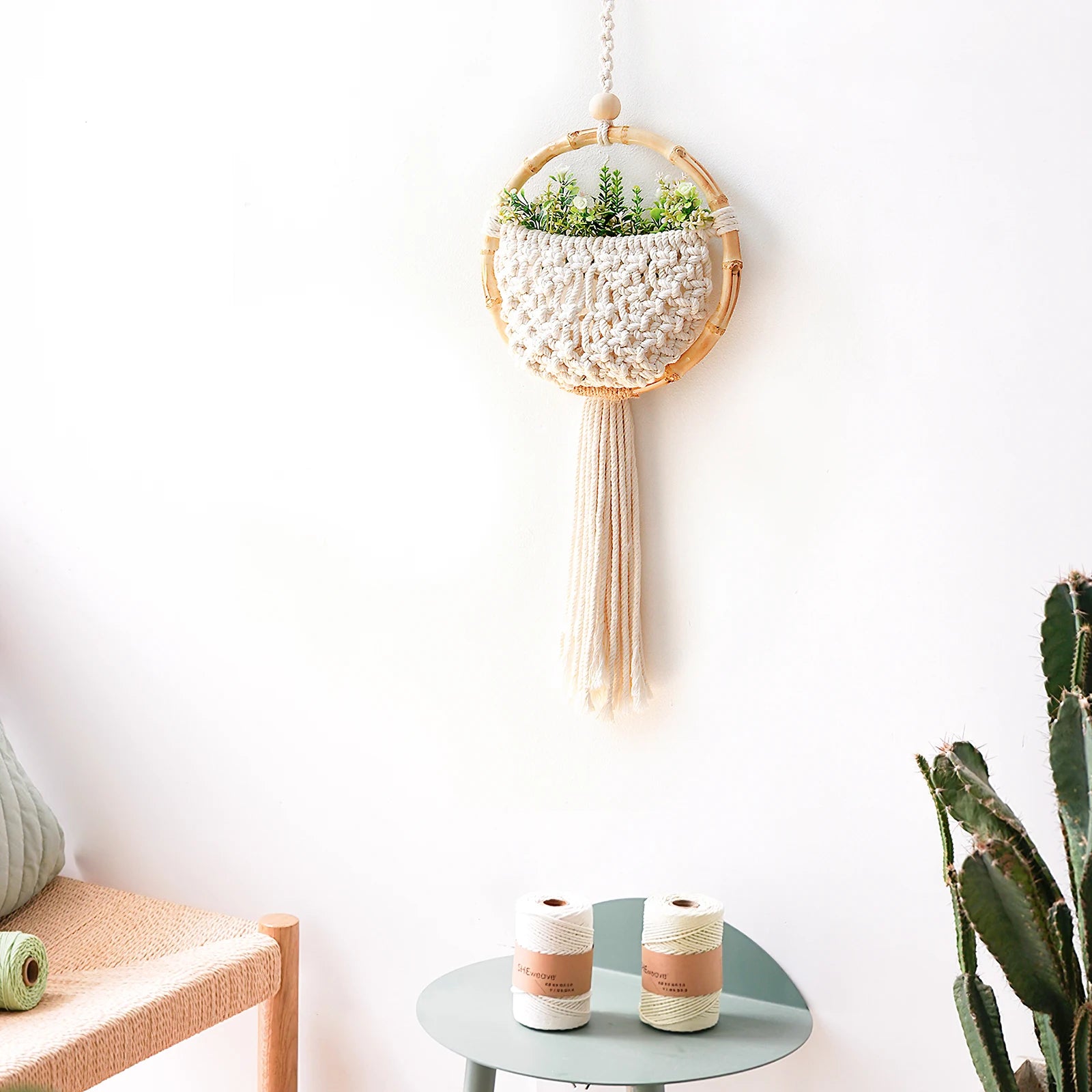 Nordic Round Macrame Wall Hanging – Boho Woven Door & Dorm Decor
