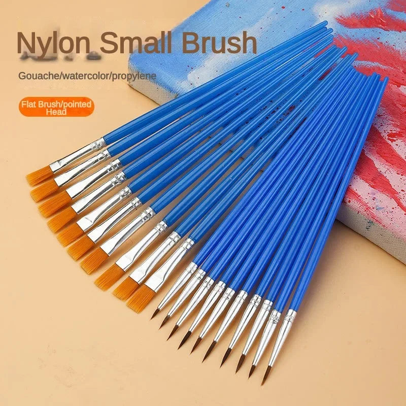 Nylon Hair Paint Brushes – Round & Flat Brush Set for Oil, Acrylic & Watercolor