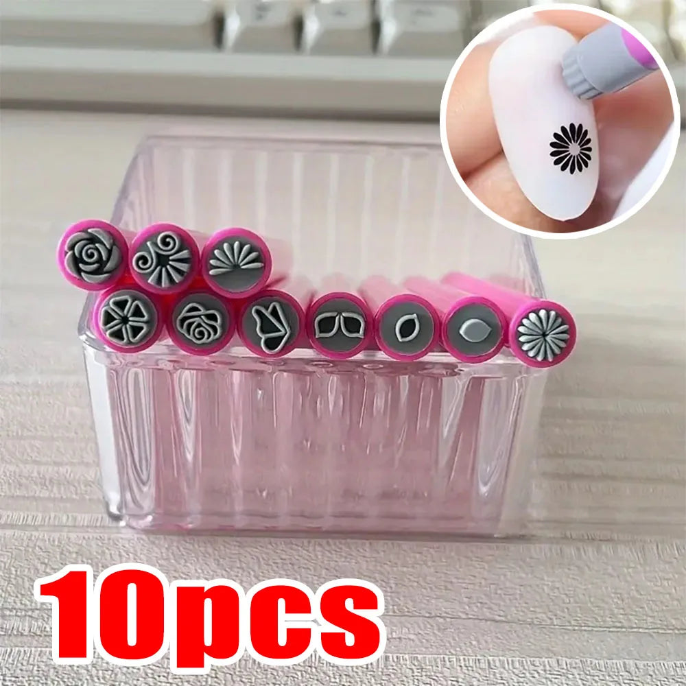 Nail Art Stamp Pen Set – 4/6/10pcs Painting & Dotting Tools