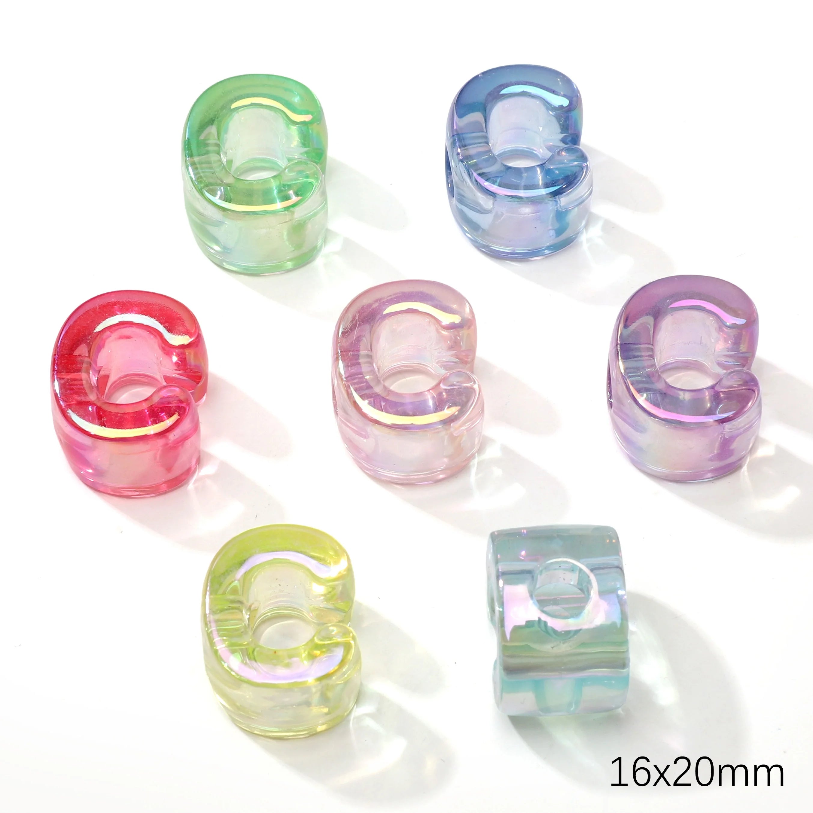 Mixed Color Acrylic Letter Beads – 5PCS Clear Spacer Beads for Jewelry & DIY Crafts