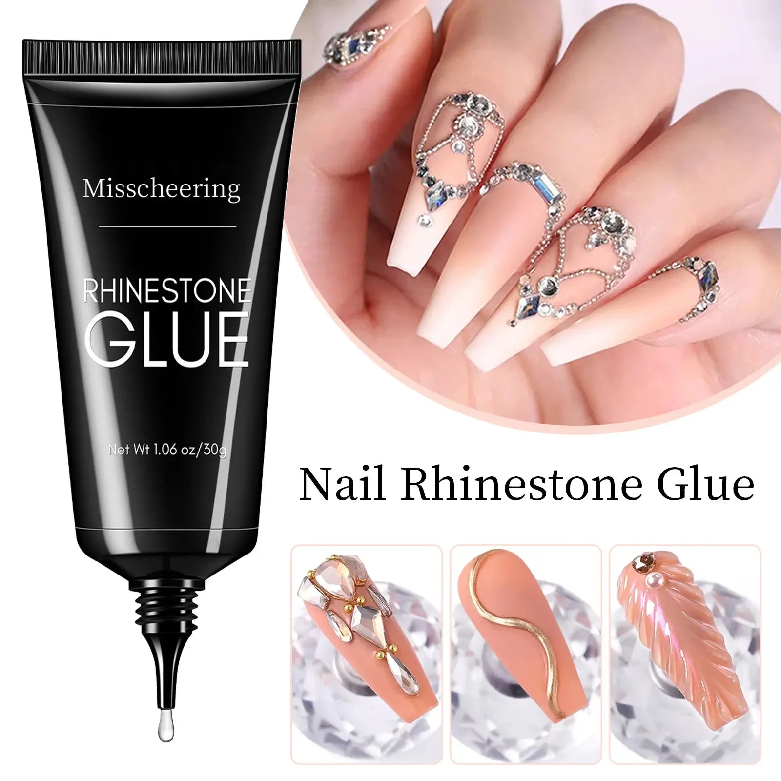 30g Super Strong Nail Rhinestone Glue – Bling Gel for 3D Nail Charms