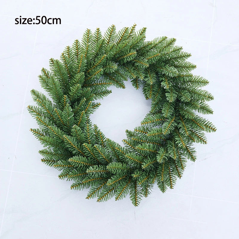 Christmas Green Pine Needle Wreath – Front Door Garland Decoration (30/40/50cm)