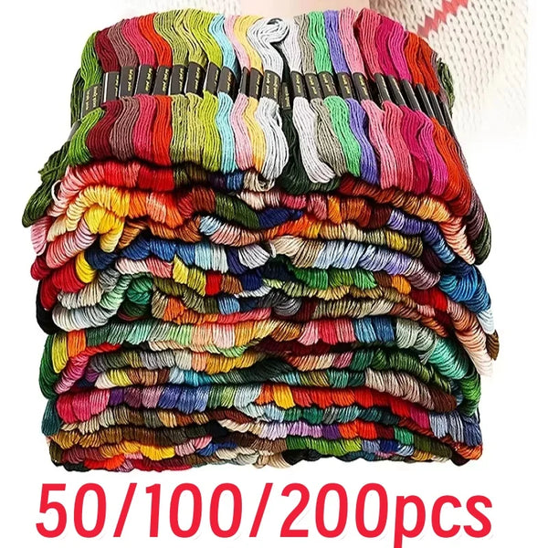 50/200pcs Multicolor Embroidery Thread Floss – DIY Sewing & Cross Stitch Kit