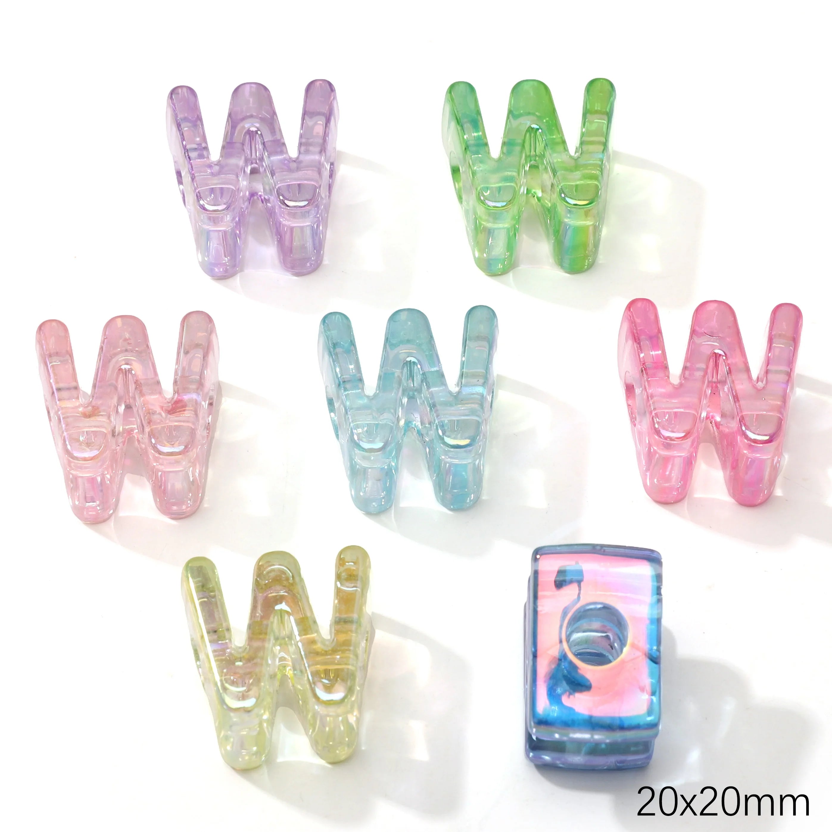 Mixed Color Acrylic Letter Beads – 5PCS Clear Spacer Beads for Jewelry & DIY Crafts