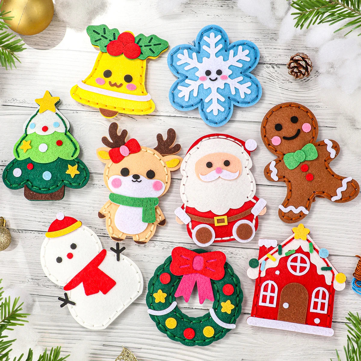9-Piece DIY Christmas Sewing Kit – Beginner-Friendly Ornaments