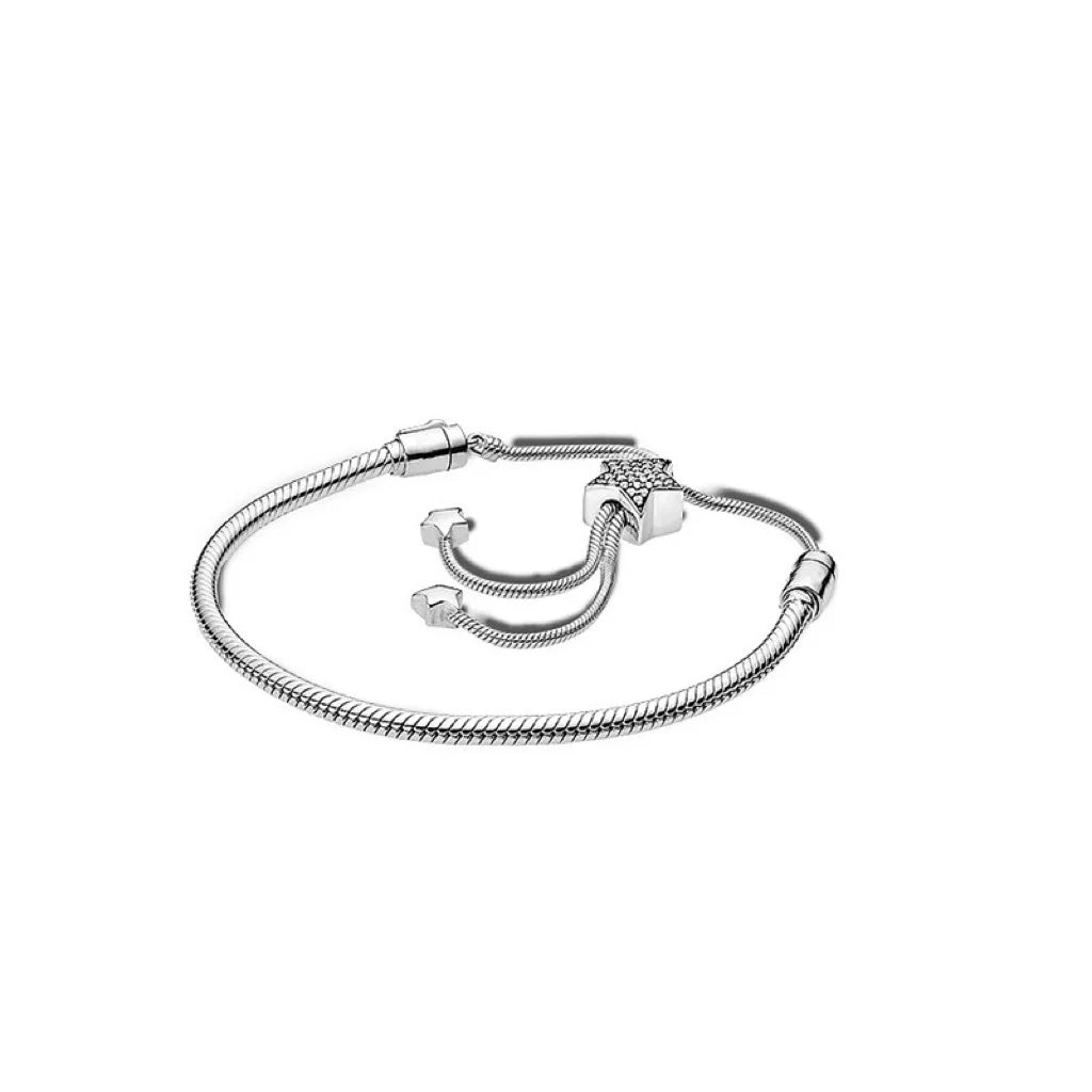 Adjustable 925 Sterling Silver Bracelet – DIY Fashion Charm Jewelry for Women